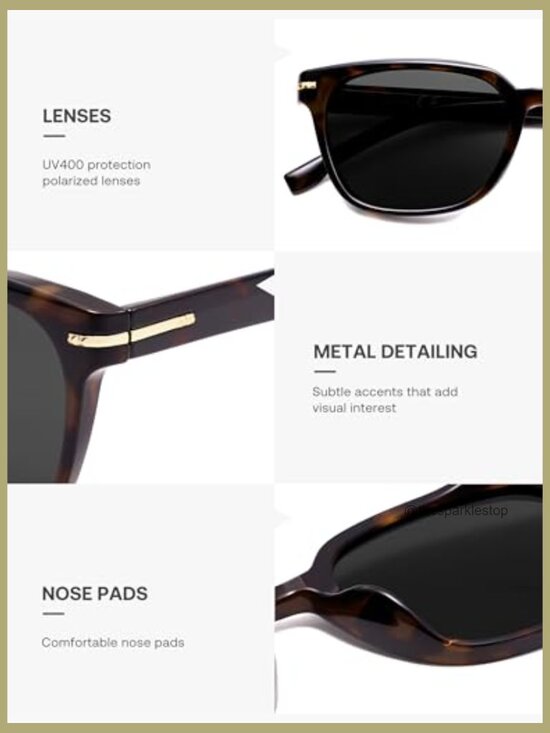 Retro Square Polarized Sunglasses UV400 Protection Light Weight Frame main image 5